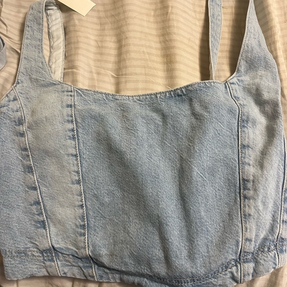Denim Corset Crop Top NWT - Picture 1 of 4